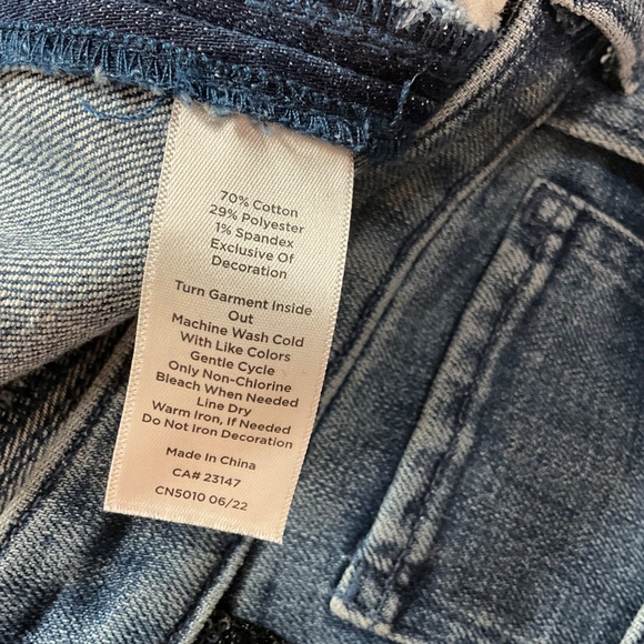 TALBOTS Cotton High Rise Straight Ankle Jean Lace Sequin Tuxedo Stripe US Sz 16 - Picture 9 of 11